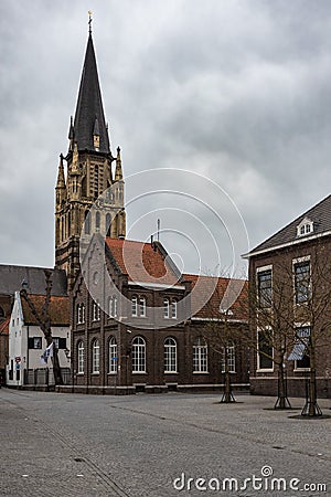 Sittard, Limburg, The Netherlands - The old market square and local tourists Editorial Stock Photo
