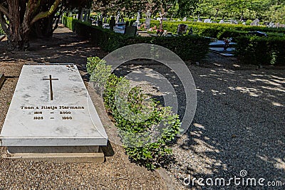 Sittard, South Limburg / Netherlands. August 4, 2020. Grave of the famous Dutch comedian Antoine Gerard Theodore Hermans Editorial Stock Photo