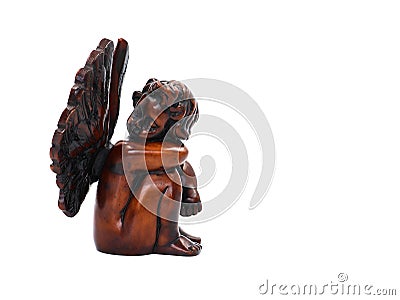Sitting angel isolated on a white background. Copy space. Guardian angel. Stock Photo