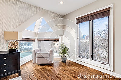 Sitting area in a large bedroom in a city condo. Editorial Stock Photo