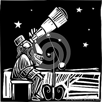Sitting Astronomer Vector Illustration
