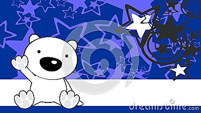 sitting baby polar teddy bear chibi cartoon illustration background in vector format Vector Illustration