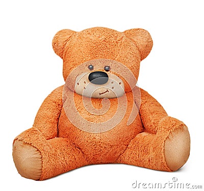 Sitting brown teddy bear plush toy Stock Photo