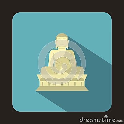 Sitting Buddha, South Korea icon, flat style Stock Photo