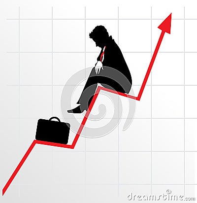 Sitting businessman on successful diagram Vector Illustration