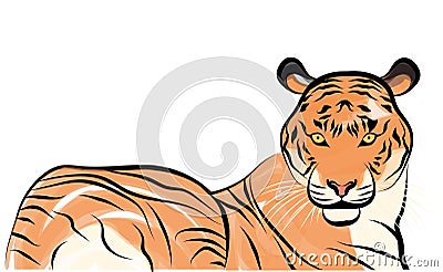 Sitting colored chinese tiger with details Vector Vector Illustration