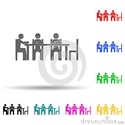 Sitting company, waiting multi color style icon. Simple glyph, flat vector of people sitting icons for ui and ux, website or Stock Photo