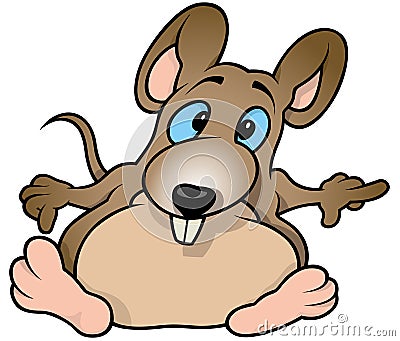 Sitting Cute Brown Mouse Vector Illustration