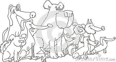 Sitting dogs for coloring Vector Illustration