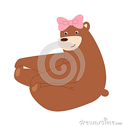 Sitting Female Bear Vector Illustration