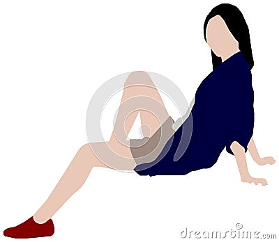 Sitting female person flat vector illustration Vector Illustration