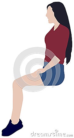 Sitting female person flat vector illustration Vector Illustration