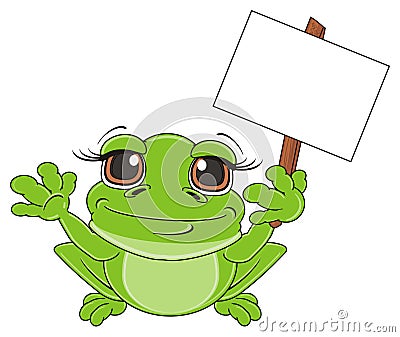 Sitting frog with clean paper Stock Photo