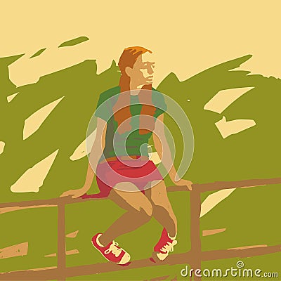 Sitting girl Vector Illustration