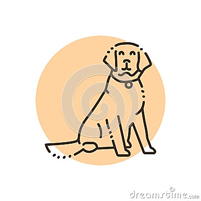 Sitting golden retriever adult color line icon. Pictogram for web page Vector Illustration