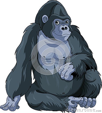 Sitting Gorilla Vector Illustration