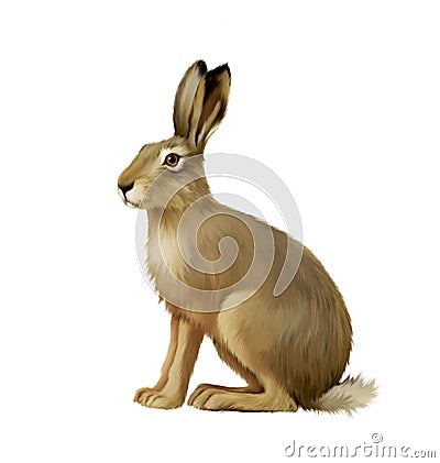 Sitting hare, cute easter bunny Stock Photo
