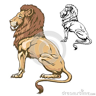 Sitting lion Vector Illustration