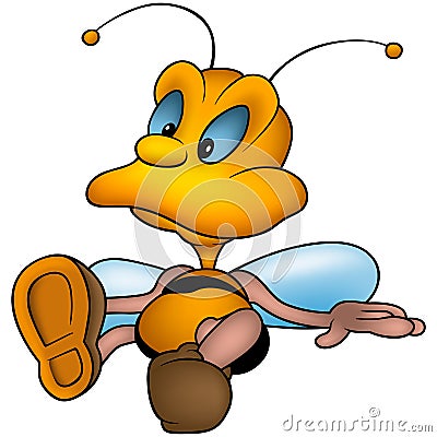 Sitting little wasp Vector Illustration