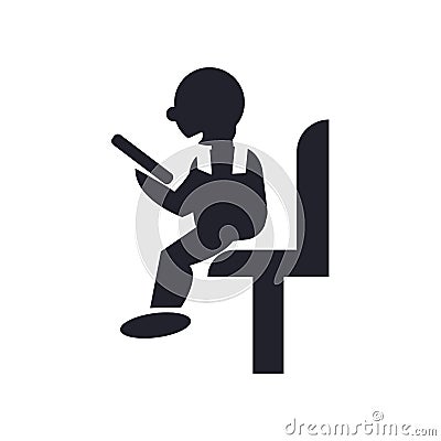 Sitting man reading icon vector sign and symbol isolated on white background, Sitting man reading logo concept Vector Illustration