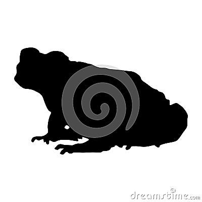 Sitting Marine Toad Bufo Marinus On a Side View Silhouette Found In Map Of Central America,Oceania And South America Vector Illustration