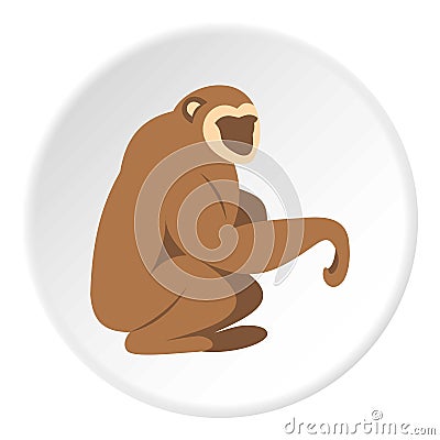 Sitting monkey icon circle Vector Illustration