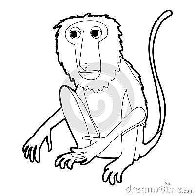 Sitting monkey icon outline Vector Illustration