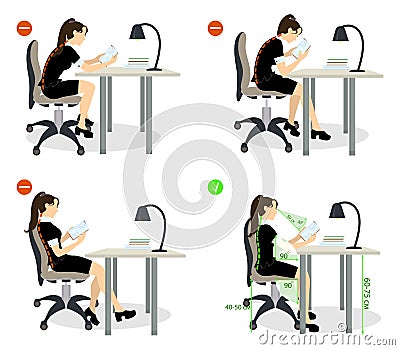 Sitting posture set. Vector Illustration