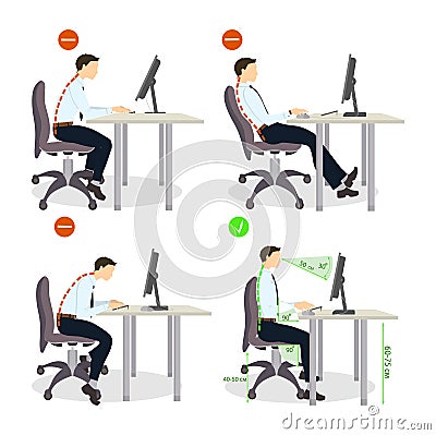 Sitting posture set. Vector Illustration