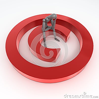 Sitting on a Red Shiny Copyright Symbol Stock Photo