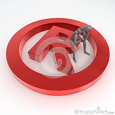Sitting on a Red Shiny Registered Trademark Symbol Stock Photo