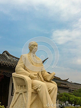 Sitting Statue of Mei Lanfang, Taizhou, Jiangsu Editorial Stock Photo