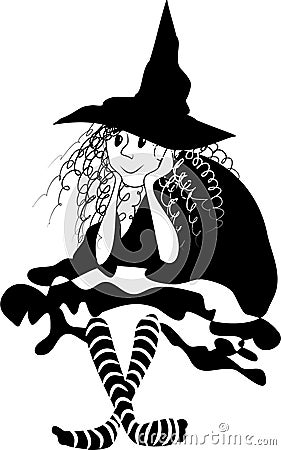 Sitting witch Vector Illustration