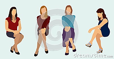 Sitting Women Vector Illustration