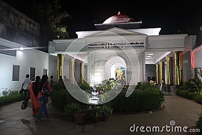 Night view of Dr. Ambedkar Mani Mandapam in Puducherry, India Editorial Stock Photo