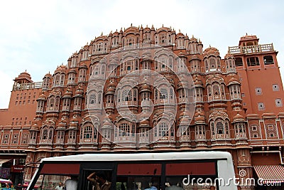 The situation in front of Hawa Mahal, crowded of people and vehicles Editorial Stock Photo