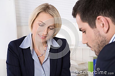 Situation in a job interview or business people in a meeting. Stock Photo