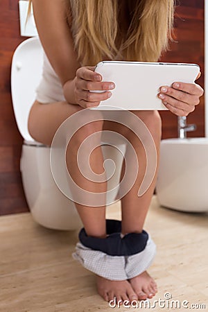Daily situation on a water closet Stock Photo