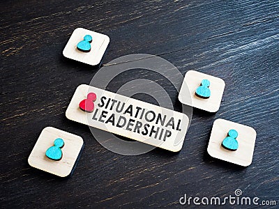 The Situational leadership phrase and wooden figures. Stock Photo