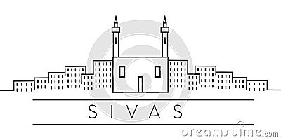 Sivas city outline icon. Elements of Turkey cities illustration icons. Signs, symbols can be used for web, logo, mobile app, UI, Cartoon Illustration
