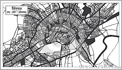 Sivas Turkey City Map in Black and White Color in Retro Style. Outline Map Stock Photo