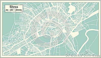 Sivas Turkey City Map in Retro Style. Outline Map Stock Photo
