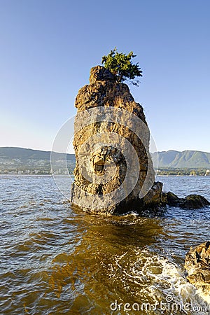 Siwash Rock Sunset, Stanley Park, Vancouver, Canada Stock Photo