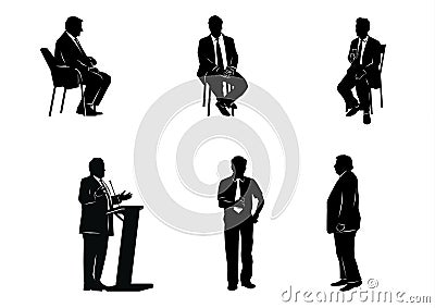 Six business people silhouettes Vector Illustration