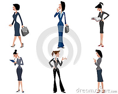 Six businesswomen set Vector Illustration