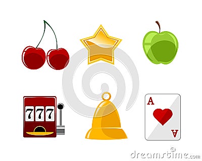 Six casino icons set Vector Illustration