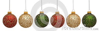 Six Christmas Ornaments Stock Photo