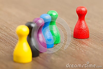 Six colored pawns isolated Stock Photo