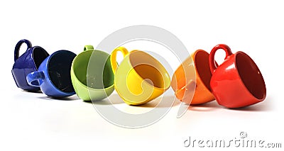 Six colorful cups Stock Photo