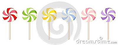 Six colorful lollipops. Vector Illustration